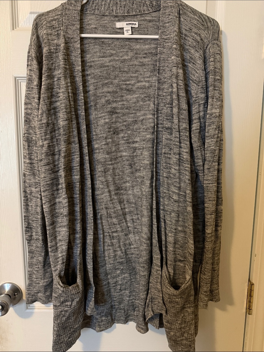 Sonoma Heather Gray Open-Front Long Cardigan